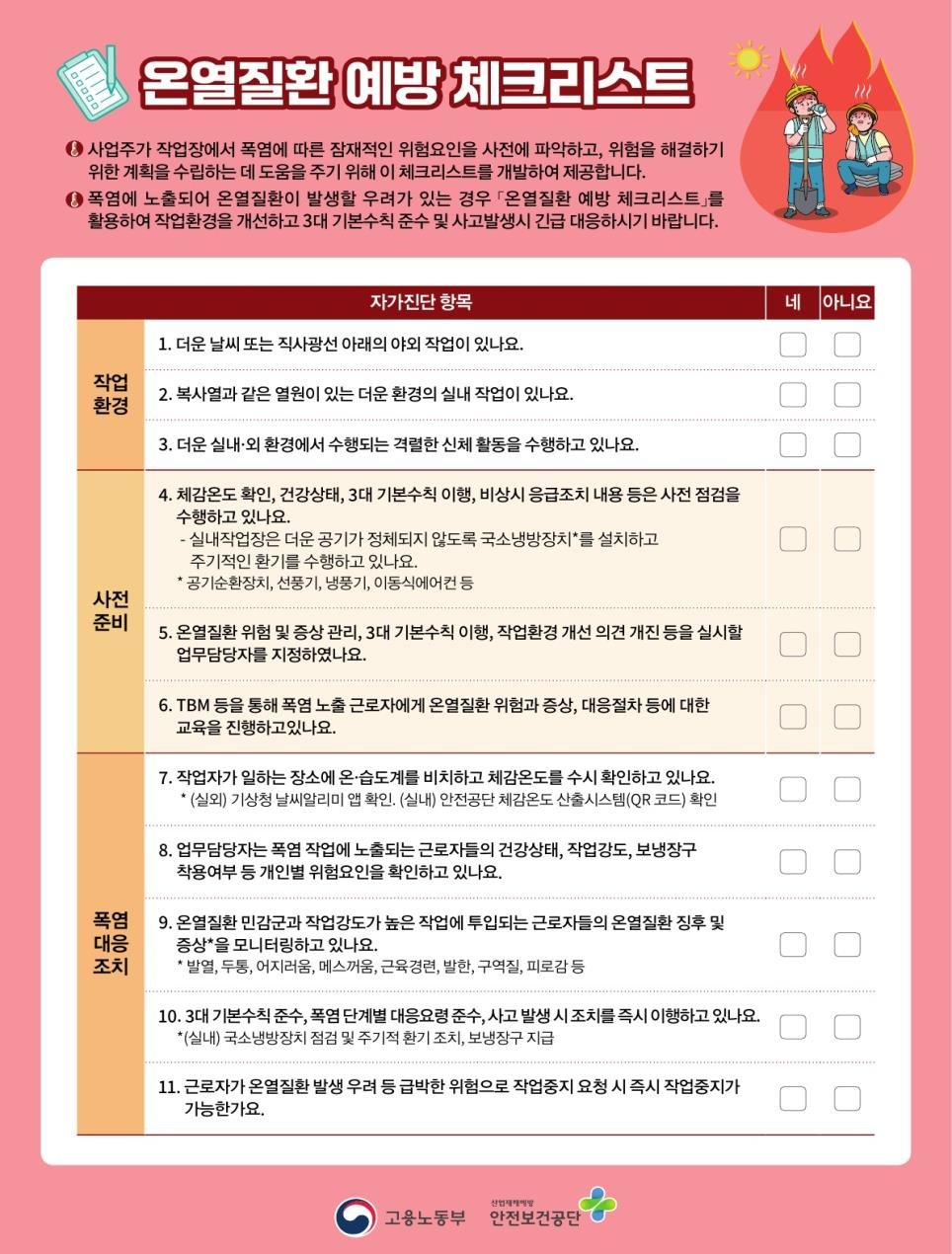 온열질환 예방 체크리스트